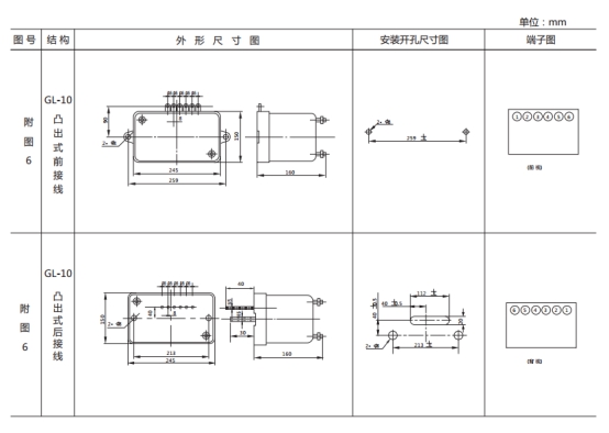 GL-11過流繼電器外形結(jié)構(gòu)及安裝尺寸圖片