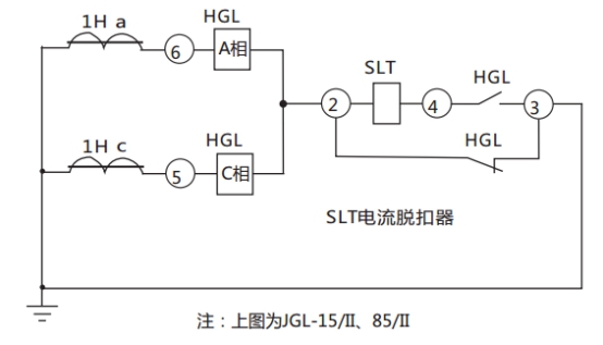 JGL-82/Ⅱ二相靜態(tài)反時(shí)限過流繼電器典型應(yīng)用接線圖