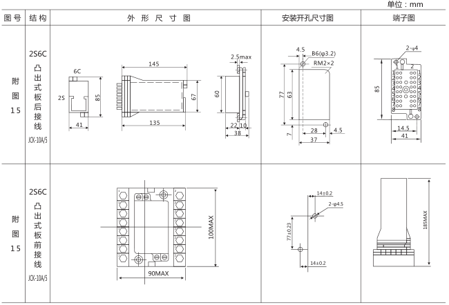 DZZ-17組合中間繼電器外形及安裝尺寸圖片