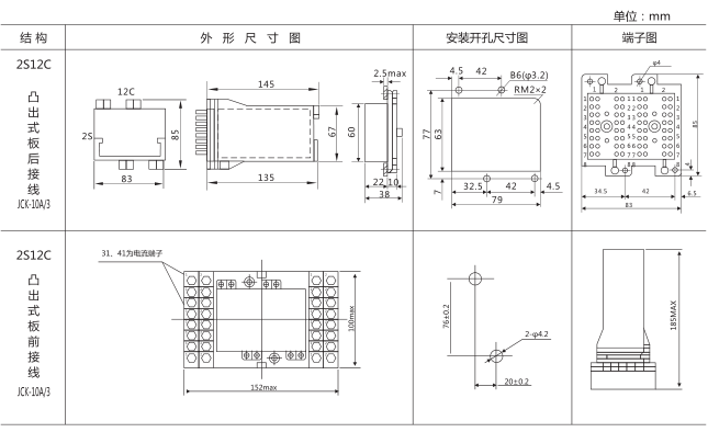 RXMA2中間繼電器外形及安裝尺寸圖片