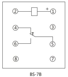 BS-7B時(shí)間繼電器內(nèi)部接線(xiàn)及外引接線(xiàn)圖(背視圖)圖片