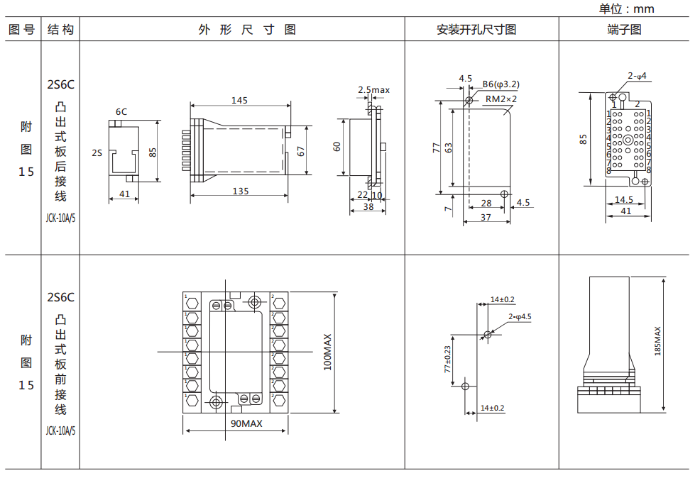 DZB-12CE/600保持中間繼電器外形及開孔尺寸