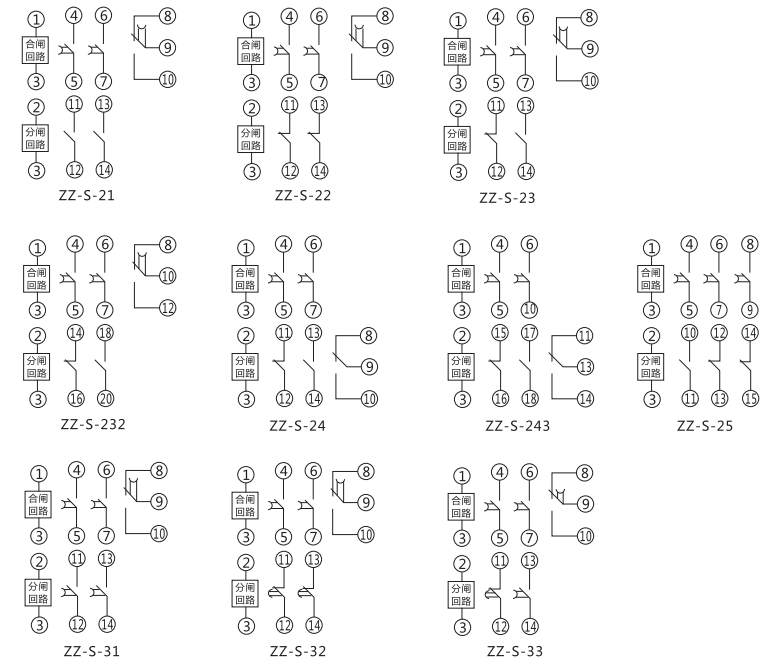 ZZ-S-243分閘、合閘、電源監(jiān)視綜合控制裝置內(nèi)部接線及外引接線圖