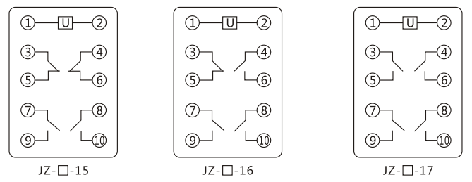 JZY（J)-206X靜態(tài)中間繼電器內(nèi)部接線圖及外引接線圖