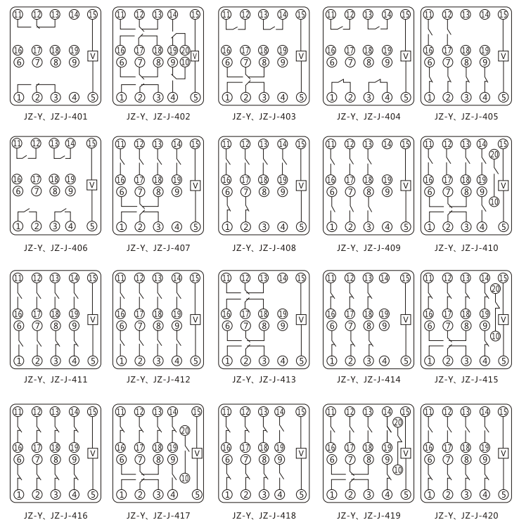 JZY（J)-420靜態(tài)中間繼電器內(nèi)部接線圖及外引接線圖