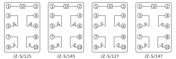 JZ-S/247靜態(tài)可調(diào)延時(shí)中間繼電器內(nèi)部接線圖及外引接線圖