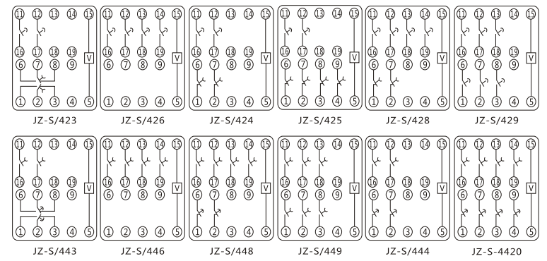 JZ-S/2416靜態(tài)可調(diào)延時中間繼電器內(nèi)部接線圖及外引接線圖